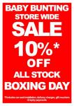 Baby Bunting 10% off Everything Boxing Day Only