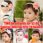 TWO Cute Baby Girl Flower Headbands Only $2.49 + Free Postage