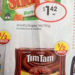 Half Price Tim Tam Double Packs $1.99 & Shapes Varieties $1.42 at IGA