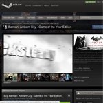 STEAM 75% Off Batman Arkham City GOTY (USD 7.50), Arkham Asylum GOTY(USD 5), Stardock Titles