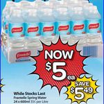 1/2 Price Frantelle 24x 600ml Spring Water $5.00 (Save $5.49) at Woolworths Starts 9/7