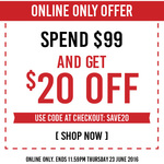 $20 off $99+ Spend (with Coupon) @ Supercheap Auto (Online Only)
