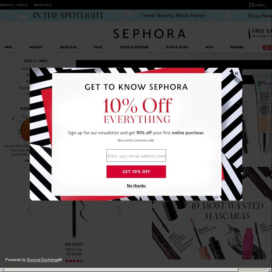 10 off at Sephora Online First Online Order Only OzBargain