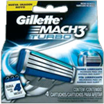 Gillette Mach 3 Turbo 4 Pack $9.95 Shaver Shop