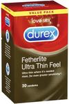Durex Fetherlite Ultra Thin Feel Condoms Extra Sensitive 30 Pack $9.99 (Save $7) @ Chemist Warehouse