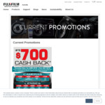 Fujifilm $100 - $700 Cashback on Cameras and Lenses