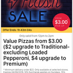 Value Range Pizzas $3, Traditional Pizzas $5, Premium Pizzas $7ea (Pick up) @ Domino's (12pm-2pm, via Offers App)
