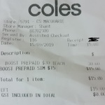 ½ Price Boost Prepaid $30 SIM Kit for $15 (20GB + 15GB Bonus on 1st 3 Recharges) @ Coles