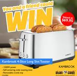 Win 1 of 2 Kambrook 4-Slice Long Slot Toasters Worth $69.95 from Stan Cash