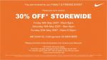 NIKE Family and friends Discount 30% off storedwide VIC ONLY
