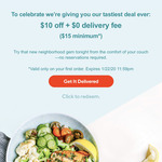 Get Free Food Delivered + $10 off with Doordash (Minimum Spend $15)