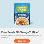 Free Seeds of Change Organic Brown Rice 240g or Moccona Plant Based Coffee Sachets 8 Pack 144g @ Woolworths via Everyday Rewards