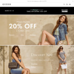 20% off Storewide + an Extra 10% off at Checkout @ GUESS