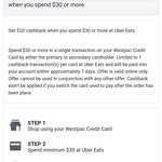 Westpac Credit Card - $20 Cashback When Spending $30+ on Uber Eats