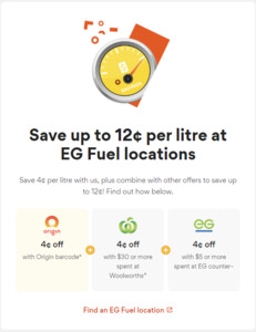 Extra $0.04/L off Fuel (Excludes LPG, Stacks with Some Discounts) @ EG Ampol via Origin (Origin Customers Only)