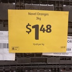 [VIC] Navel Oranges 3kg $1.48 @ Coles (Prahran)