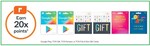 Earn 20x Everyday Rewards Points on Google Play, TCN Gift (eBay), Pamper or Pub & Bar Gift Cards @ Woolworths