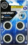 Chevron CR2025 Lithium Coin Cell 4 Pack $2.50 (Was $10) @ Woolworths
