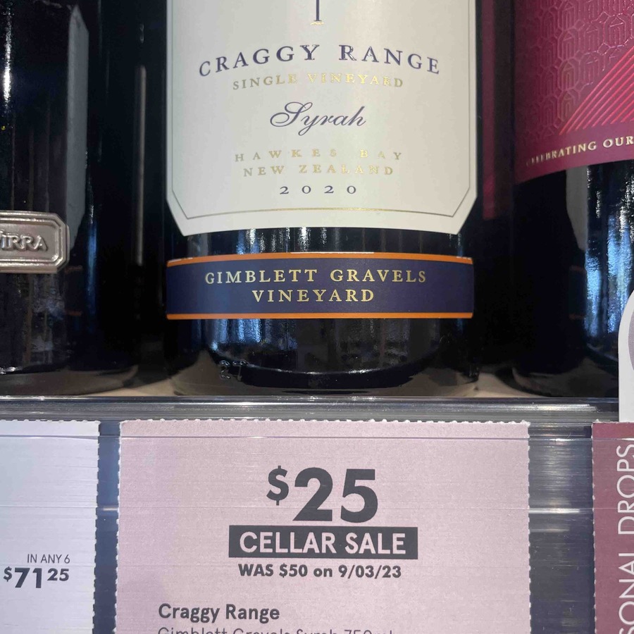 50% off 2020 Craggy Range Gimblett Gravels Syrah $25 (In-store Only ...