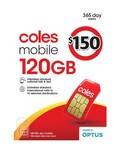Coles Mobile 12 Months 120GB Prepaid Plan $119 (Was $150), 200GB $169 (Was $200) @ Coles