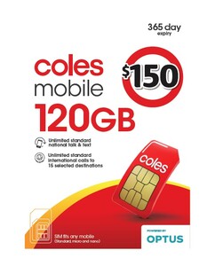 Coles Mobile 12 Months 120GB Prepaid Plan $119 (Was $150), 200GB $169 ...