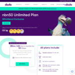 nbn 50/20Mbps $53.80/Month for the First 6 Months ($80/Month Ongoing) - New & Returning Customers @ Dodo