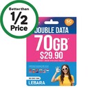 Lebara 30-Day Prepaid Mobile 4G SIM Medium 35GB (+ 35GB Activation Bonus) $9 @ Woolworths (in-Store Only)