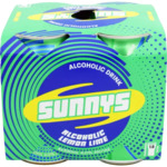 Sunnys Lemon Lime/ Passionfruit 4 Pack Can 330mL $7 + Delivery ($0 C&C) @ First Choice Liquor