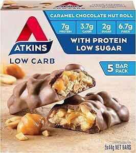 Atkins Caramel Chocolate Nut Roll Snack Bar 44g 5-Pack $9.50 ($8.55 S&S) + Delivery ($0 with Prime/ $59 Spend) @ Amazon AU