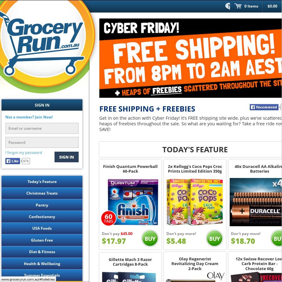 GroceryRun.com.au Free Shipping - Cyber Friday from 8pm-2am - OzBargain