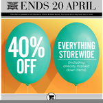 RIVERS- 40% off Everything Storewide Including Already Marked down Items Valid to 20th April