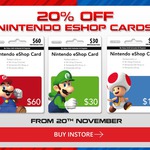 20% off Nintendo eShop Cards - EB Games 20th Nov-1st Dec [Instore Only]