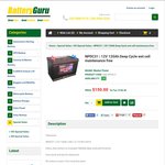 12V 120Ah Deep Cycle Wet Cell Battery Maintenance Free $150 @ Battery Guru
