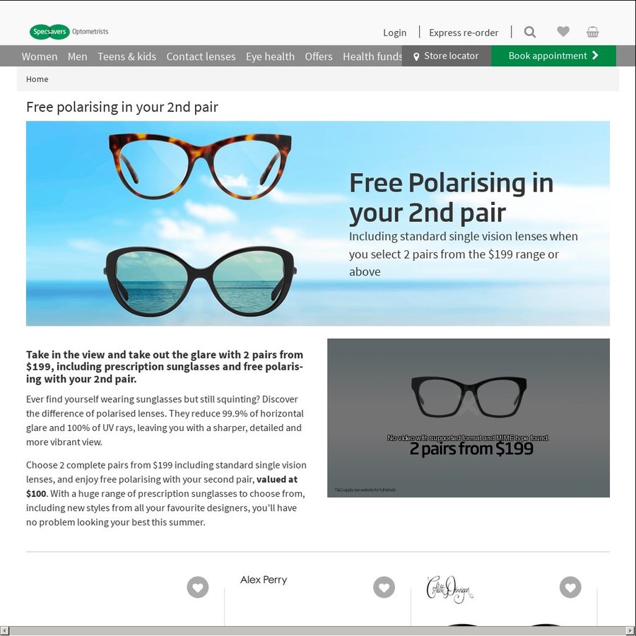 specsavers 2 pairs for $199