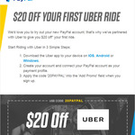 [PayPal/Uber] $20 off First Uber Ride When Using PayPal (New Uber Users)