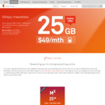 Telstra $49pm for 12mths for 25GB Data, Online Only Offer