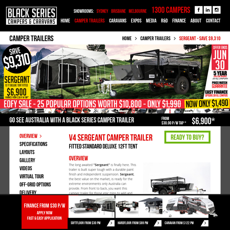 Sergeant 2018 Black Series Camper Trailer Packages - $8,390 (Save ...