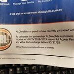 Free NBL TV 2018/19 Season All Access Pass with Any Value Pack Recharge before 30/11 (Usually $5/Month) @ ALDI Mobile