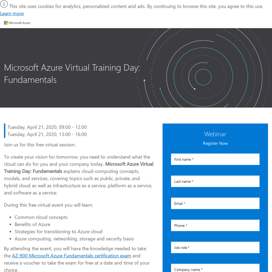 publiek Moet Onmogelijk Free - Official Microsoft Azure Fundamentals Instructor-Led Training and  Certification - OzBargain