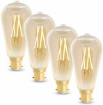 [Prime] WiZ Smart Tunable Whites LED Filament Globe - ST64 B22 Amber Glass - 720lm - Pack of 4 $54.31 Delivered @ Amazon AU
