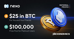 Deposit $100 USD of Crypto get $25 of BTC @ Nexo