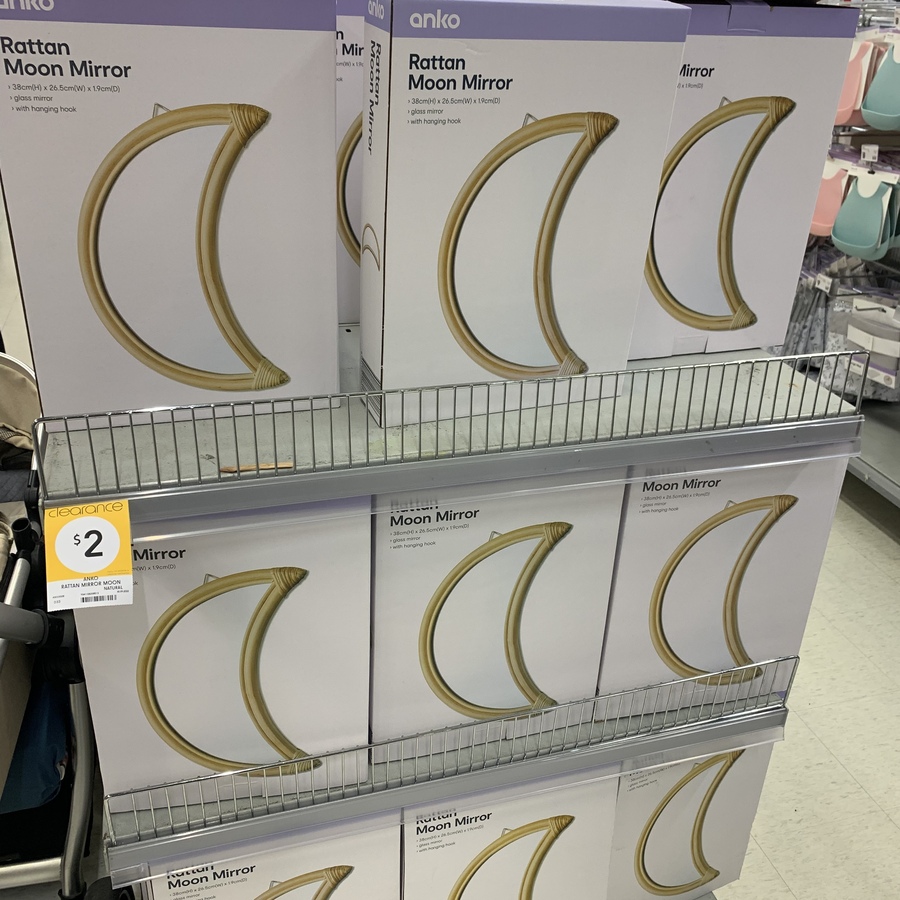 Anko Rattan Moon Mirror 2 (Was 15) inStore Kmart OzBargain