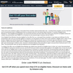 Join Amazon Prime & Receive $15 Discount towards a "Sold By Amazon" Purchase ($15 Minimum Spend) @ Amazon Au