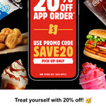 20% off App Orders @ Hungry Jacks (App Required, Pick up Only, Min Spend $15)