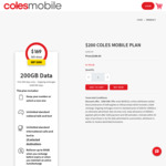 Coles Mobile 1 Year 200GB Plan $169 (Ongoing $200) @ Coles Mobile