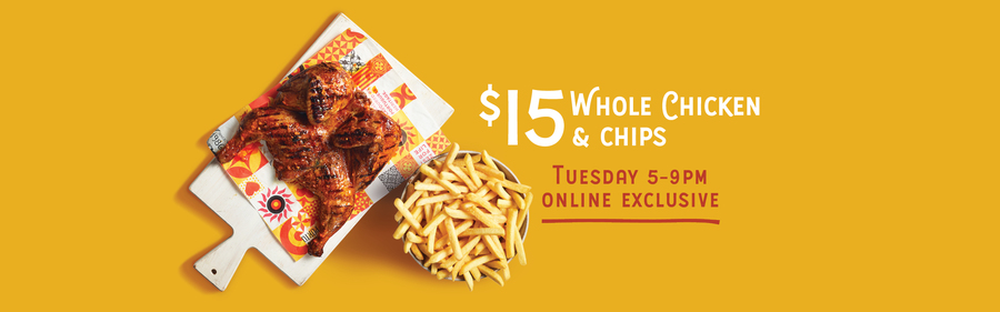 $15 Whole Chicken and Chips Thursdays 5-10pm - Online Orders Only @ Oporto  (SA & Select Stores Excluded) - OzBargain