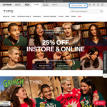 25% off in-Store & Online on Full Priced TYPO Items (Free TYPO Perks Membership Required, Exclusions Apply) @ TYPO via Cotton On