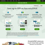 AncestryDNA $85 (Was $129), ADNA + 3 Month Sub. $86 (Was $130), ADNA + Traits $100 (Was $159) + $30 Shipping @ Ancestry