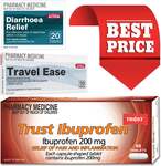 20x Diarrhoea Relief + 10x Travel Ease (Travel Sickness) + 48x Ibuprofen 200mg $10.99 Delivered @ PharmacySavings