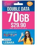 Lebara 30-Day Prepaid Starter SIM 70GB $10 (Was $29.90) @ Officeworks & Woolworths (in-Store Only)